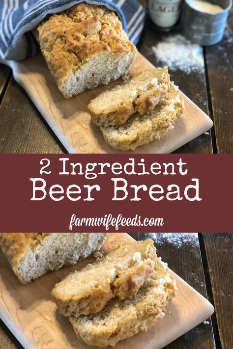 2 Ingredient Beer Bread from Farmwife Feeds, literally 2 ingredients for a delicious homemade bread. #beer #bread #homemade Beer Bread Easy, Cheesy Pull Apart Bread, Bread Pull Apart Recipes, Beer Bread Recipe, 2 Ingredient Recipes, Bread Homemade, Homemade Bread Easy, Beer Bread, Food Stamps