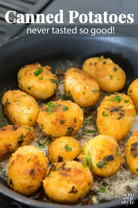 Uses For Canned Potatoes, What To Make With Canned Potatoes, Potatoes In A Can Recipes, Can Potatoes In Air Fryer, Canned Potatoes Recipes Air Fryer, What To Do With Canned Potatoes, How To Use Canned Potatoes, Canned Sliced Potatoes Recipes Easy, Canned Potatoes In Air Fryer