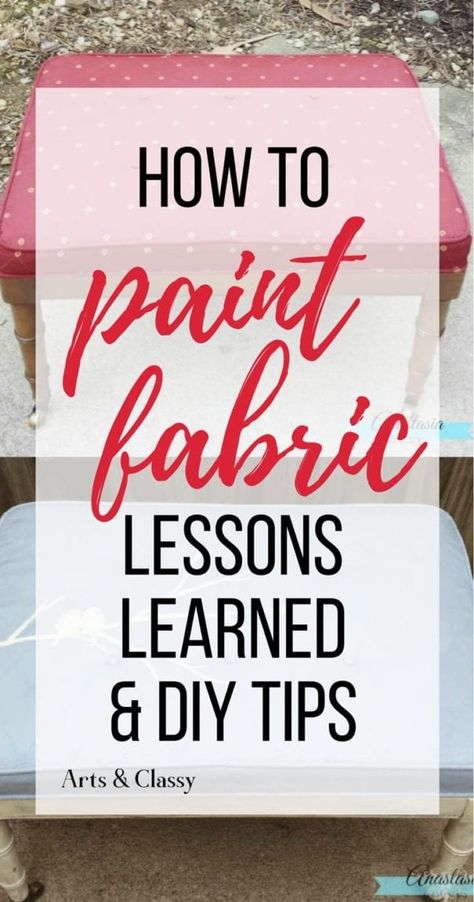 How To Paint Fabric, Painted Upholstery, Painting Upholstered Furniture, Painting Fabric Chairs, Painting Fabric Furniture, Diy Furniture Upholstery, Upholstery Trends, Paint Upholstery, Diy Ottoman