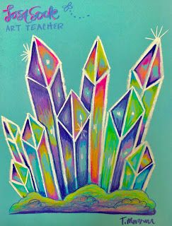 How To Paint Crystals Acrylic, Glow Gallery, Mythical Art, Pencils Drawings, Art Glow, Glow Art, Crystal Drawing, Crayon Drawings, Drawing Examples