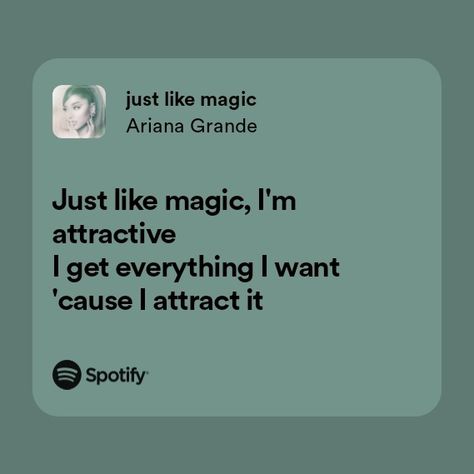 ariana grande spotify lyrics Motivation Song Lyrics Quotes, Music Vision Board, Just Like Magic Ariana, Ariana Grande Spotify Lyrics, Confident Lyrics, Motivation Lyrics, Spotify Songs Lyrics, Lyrics Motivation, I Get Everything I Want