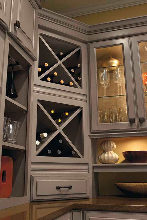 3WineCabCSahA Kitchen Cabinet Wine Rack, Corner Wine Cabinet, Semi Custom Kitchen Cabinets, Corner Wine Rack, Grape Kitchen Decor, Custom Wine Rack, Wine Storage Cabinets, Wine Rack Plans, Built In Wine Cooler