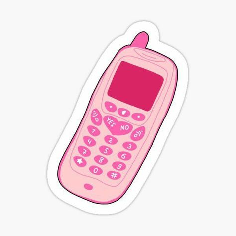 Pink Y2k Stickers, Pink Cellphone Icon, Hot Pink Stickers, Cellphone Drawing, Cellphone Sticker, Pink Cellphone, Sticker Y2k, Y2k Stickers, 25 Birthday