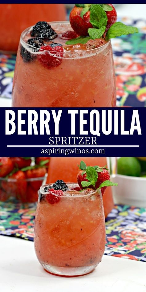 Tequila Fruity Drinks, Tequila Spritzer, Easy Tequila Cocktails, Yummy Cocktails, Spritzer Recipes, Cocktail Ideas, Yummy Alcoholic Drinks, Tequila Drinks, Fruity Cocktails