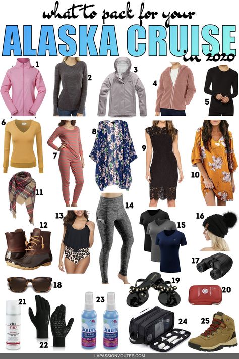 34+ must-have things to pack for an amazing Alaskan cruise from waterproof boots and insulated pants, to beanie, mitten, and base layers. #alaska #alaskacruise Pack For Alaska Cruise, Packing For Alaska, Alaska Packing List, Alaska Cruise Packing List, Alaska Outfits, Alaska Travel Cruise, Alaska Cruise Packing, Alaskan Cruise Outfits, Alaska Cruise Outfits