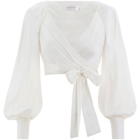 ZIMMERMANN Wrap Blouse ($425) ❤ liked on Polyvore featuring tops, blouses, shirts, crop top, white wrap shirt, cropped white shirt, wrap crop top, white blouse and white crop tops Cute White Shirts, White Wrap Blouse, White Crop Blouse, Cropped White Shirt, White Wrap Top, Shirts Crop, White Shirt Blouse, Wrap Crop Tops, Crop Top Sweatshirt