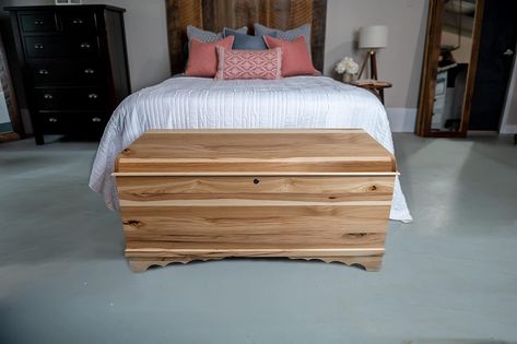 36" Cedar Hope Chest with Waterfall Top – Amish Cedar Chest w/Anti-Slam Hinges – Hope Chest with lock – Blanket Chest - Cedar Chests and Trunks for Blankets (Rustic Hickory, Natural Stain) #CommissionsEarned Cedar Hope Chest, Wood Waterfall, Country Blankets, Blanket Linen, Linen Chest, Reclaimed Wood Frames, Quarter Sawn White Oak, Hickory Wood, Wood Storage Box