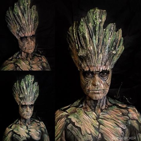 Day18 of my #31daysofhalloween #Groot #iamgroot  #guardiansofthegalaxy #tree #illusion #illusionmakeup  #sfx #sfxmakeup #scary  #halloween #halloweenmakeup #halloweenmakeupideas #amazing #beautiful  #facepainting #bodypainting #artist #bobbibicker #london Groot Makeup, Monster Face Painting, Tree Makeup, Theater Makeup, Tree Monster, Haunted Tree, Forest Spirits, Theatre Makeup, Arte Alien