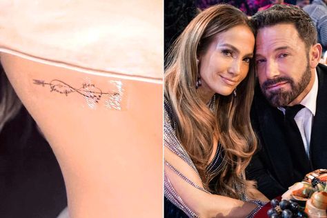 Jennifer Lopez and Ben Affleck Get New Tattoos for Valentine's Day Ben Affleck Tattoo, Jennifer Lopez News, Cactus Tattoo, Little White Chapel, Ancient Tattoo, Shotgun Wedding, Wedding After Party, Valentine Dinner, Infinity Sign