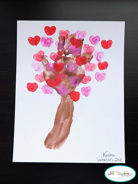 Love Blossom Tree | Fun Family Crafts Handprint Tree, Vday Crafts, Hand Print Art, Books Accessories, Head Teacher, Parenting Activities, Thumb Print, Hand Flower, Valentine Tree