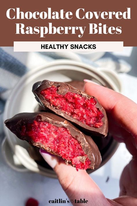 Healthy Snacks With Raspberries, Raspberry And Dark Chocolate, Raspberry Dark Chocolate Frozen Yogurt, Frozen Chocolate Raspberries, Chocolate Covered Frozen Yogurt Fruit, Frozen Chocolate Covered Fruit, Raspberry Chia Seed Chocolate, Recipes With Frozen Berries, Healthy Freezer Desserts