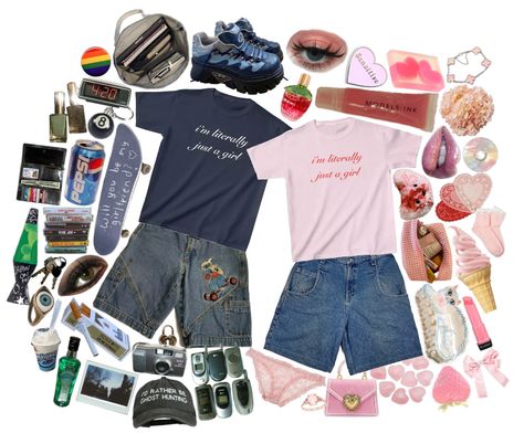 they're literally just girl(friend)s outfit ideas | they're literally just girl(friend)s Strawberry Perfume, Glitter Lipgloss, Blue Eye Ring, Just Girl, Png Polyvore, Smart Shades, Aesthetic Png, Baggy Style, Polaroid Pictures