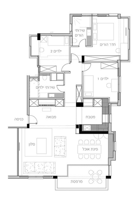 150sqm Apartment, Tel Aviv - Fineshmaker Good Morning Coffee Gif, Iron Windows, London Flat, Apartment Plans, Tiny Spaces, Apartment Design, Concrete Floors, Open Space, Future House