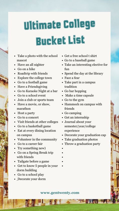 Things To Do In College Bucket Lists, What To Do Before College, Crazy Bucket List Ideas College, Things To Do Before Graduation, Sophomore Year College, Senior Year Bucket List, Summer Before College, Crazy Bucket List, College Bucket List