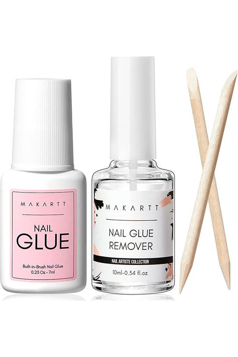 Makartt Nail Glue with Glue Remover Kit, Super Strong Nail Glue 7ML for Acrylic Nails Press On Nails,10ML Glue Off Fake Nails, Remover for Super Glue, Nail Polish Easy Application Nail Art Supplies Nail Glue Remover, Bath Salt Gift Set, Makeup Applicators, Bath Salts Gift, Dream Wishlist, Bday Wishlist, Acrylic Glue, Nails Kit, Glue Remover