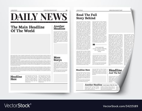 News Paper Template, Newspaper Template Design, Paper Fashion, Fashion Templates, News Paper, Paper Template, Daily News, Paper Stock, Adobe Stock