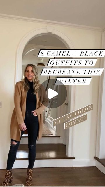 127K views · 9.9K likes | Kendall Kremer on Instagram: "8 favorite camel + black outfits to recreate this winter. Which outfit do you like best?! Comment 1-8 below! I basically live in this color combo all year, but especially in the winter ❄️ linked as much as I could on LTK or this link - https://liketk.it/3vtzg   #outfitideas #fashionreel #ootd #howtostyle #winterfashion #ltkstyletip #LTKunder100 #chicstyle #casualstyle" Black And Caramel Outfit, Camel Shoes Outfit, Cream Sweater Black Jeans Outfit, Carmel By The Sea Outfits Winter, Black Cream Outfit, Black Camel 311 Outfit, Black And Camel Sweater Dress, Camel Sweater Outfit Winter, Camel Cape Outfit