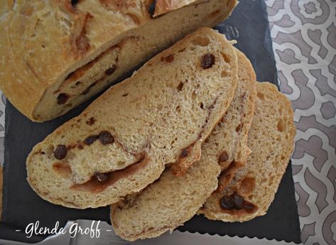 Cinnamon Raisin No-knead Sourdough Bread THM E #thmsourdoughbread #thmebread #thmcinnamonraisinbread #aroundthefamilytablecookbook Glenda Groff, Around The Family Table, Pregnancy Eating, Sourdough Pancakes, Cinnamon Raisin Bread, Raisin Bread, Best Oven, Vital Wheat Gluten, Table Food