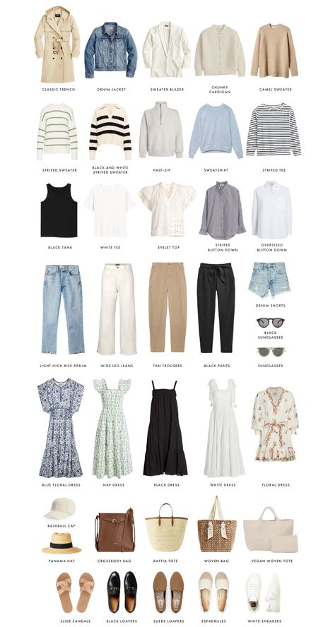 Timeless Wardrobe Capsule, Spring Outfits Germany, Arizona Capsule Wardrobe, Spring Outfits Basic, Hm Outfits 2023, Staple Wardrobe Pieces Minimal Classic, Spring European Fashion, Girly Capsule Wardrobe, Quick Outfits For School