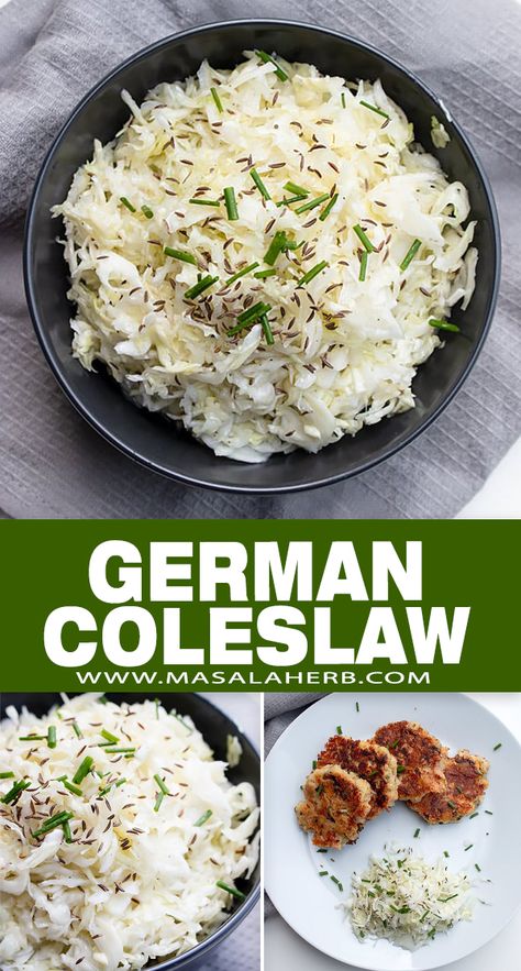 German Slaw Recipe, German Coleslaw Recipe, German Coleslaw, Side Dish Salad, Kohlrabi Slaw, German Salads, Healthy Coleslaw Recipes, Cabbage Slaw Recipes, Slaw Salad