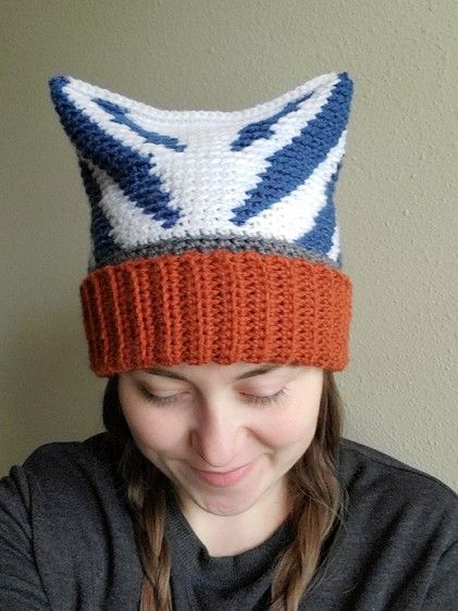 Snips Beanie - Fiber & Textile / Completed Projects - the Lettuce Craft Forums Ahsoka Crochet, Star Wars Crochet, Fibres Textiles, Ahsoka Tano, Crochet Beanie, Knit Or Crochet, Crochet Hat, Loom Knitting, Out And About