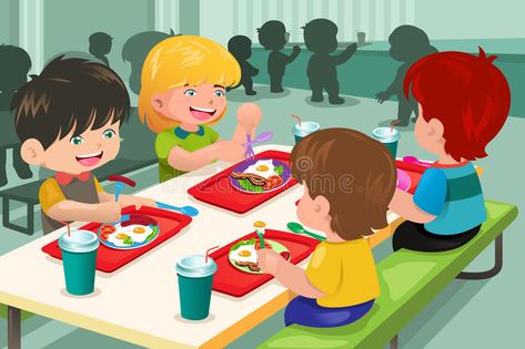 Elementary students eating lunch in cafeteria. A vector illustration of elementa , #Sponsored, #eating, #lunch, #Elementary, #students, #illustration #ad File Decoration Ideas, Puppets For Kids, School Cartoon, School Cafeteria, Flashcards For Kids, Art Drawings For Kids, School Library, Cartoon Kids, Children’s Books