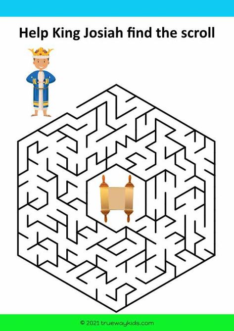 Josiah Bible Craft, King Josiah Activity, King Josiah Craft Sunday School, Bible Mazes, Trueway Kids, King Josiah, The Boy King, Bible Worksheets, Maze Worksheet