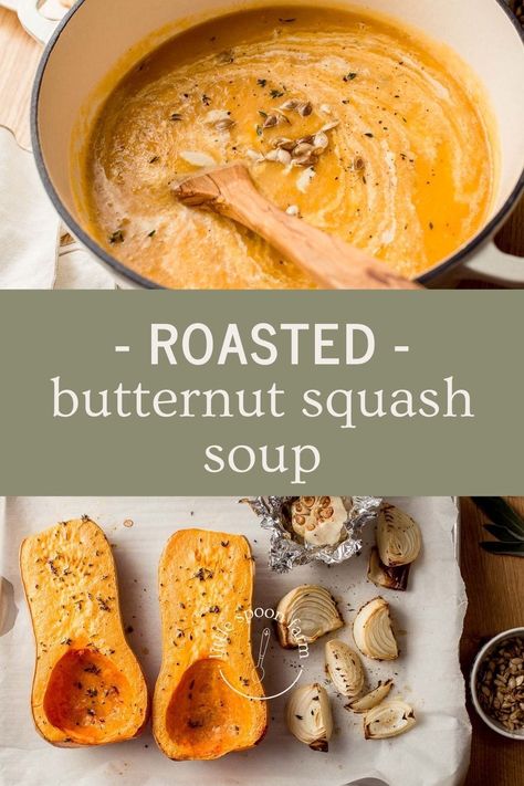 Butternut Squash Recipes Soup, Squash Soup Recipe, Roasted Butternut Squash Soup, Fall Soup Recipes, Recipes Soup, Butternut Squash Recipes, Butternut Squash Soup, Squash Soup, Roasted Butternut Squash