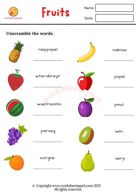 Fruits worksheets - Printable and Online Worksheets Pack I Like Fruits Worksheet, Fruits Worksheet For Grade 1, Food We Eat Worksheet For Grade 1, Evs Worksheet For Class 1 Food, Fruit Worksheets For Kids, Fruit Worksheet, Free English Worksheets, Early Intervention Speech Therapy, Study English Language