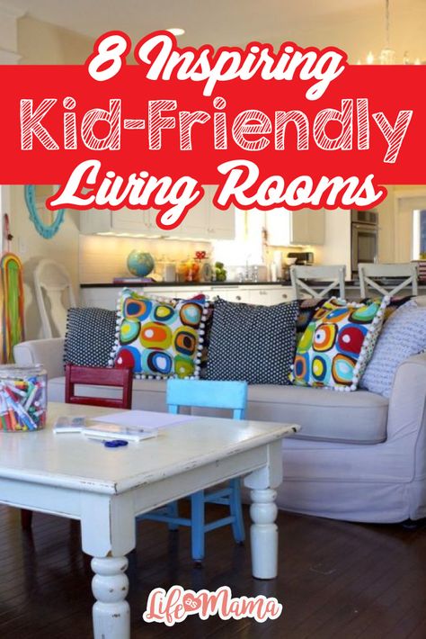 All of these living rooms are fun, stylish, and kid-friendly all at once! Kid Friendly Living Room, Family Room Makeover, Farmhouse Side Table, Cute Dorm Rooms, Family Room Design, Dorm Room Decor, Farmhouse Living, Cheap Home Decor, Room Makeover