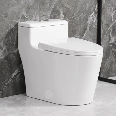 SouNor Sounor Low Profile Dual Flush One Piece Toilet with Standard Seat Height - Wayfair Canada Water Usage, One Piece Toilets, Modern Bathroom, Small Bathroom, Low Profile, Bathrooms Remodel, Cookware, Sleek Design, One Piece