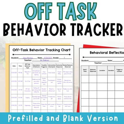 Off Task Behavior Tracking Data Collection | Observation Form | Parent Communi.. Off Task Behavior Interventions, Behavior Tracker, Simple Chart, Behavior Tracking, Behavior Tips, Behavior Interventions, New Classroom, Student Encouragement, Teacher Help