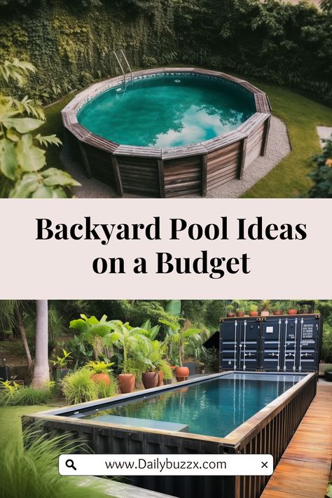 Discover stunning backyard pool ideas on a budget that will transform your outdoor space without breaking the bank. From creative DIY options to affordable pool designs, explore cost-effective ways to create your dream pool oasis. Low Budget Pool Ideas, Cheapest Pool Ideas, Cheap Backyard Pool Ideas, Diy Beach Pool Backyard, Alternative Pool Ideas, Cheap Plunge Pool Ideas, Diy Pools Cheap, Backyard Pool Landscaping On A Budget, Pool Alternatives Ideas