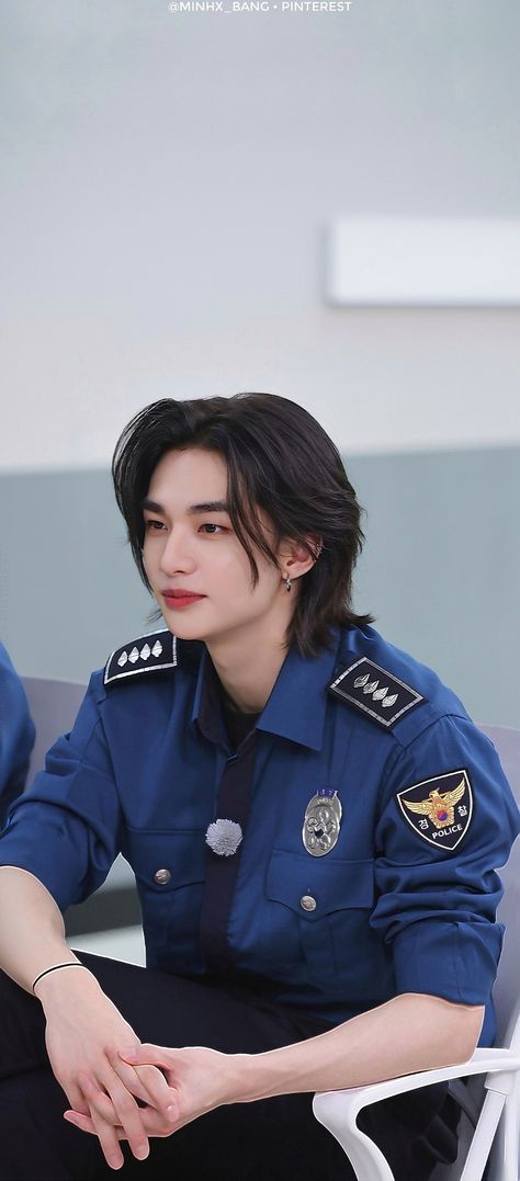 #WALLPAPERKPOP #HWANGHYUNJIN #STRAYKIDS #SKZ #SKZ_HYUNJIN #SKZCODE Hyunjin Police Uniform, Hyunjin In Suit, Skz Police, Skz Wallpaper Lockscreen, Han And Hyunjin, Straykids Hyunjin Wallpaper, Hwang Hyunjin Wallpaper, Hyunjin Wallpaper Lockscreen, Stray Kids Hyunjin Wallpaper