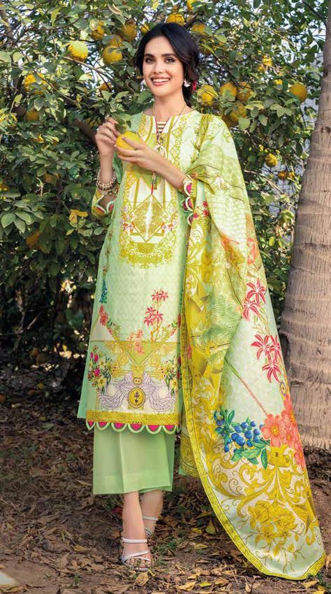 Gul Ahmed Summer Lawn Essentials 2022 | CL22077A 100% Original Guaranteed Unstitched Dress Material  Digital Printed LawnDupatta. DigitalPrinted Lawn Shirt.Dyed Trouser.   ⌚ Approximate Shipping Time  : All orders will be dispatched after the stock Arrival date in India on 10 MARCH 2022.  Pre-Paid Orders are dispatched first on priority followed by Cash on Delivery Orders.... - Gul Ahmed Summer Lawn Essentials 2022 Buy on The Fashion Station Lawn Dress Design, Kurti Sleeves Design, Lace Dress Design, Dress Designing, Womens Trendy Dresses, Unstitched Dress Material, Lawn Dress, Pakistani Fancy Dresses, Gul Ahmed