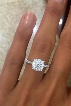 24 Top Round Engagement Rings ❤️ See more: http://www.weddingforward.com/round-engagement-rings/?utm_content=buffer56725&utm_medium=social&utm_source=pinterest.com&utm_campaign=buffer #wedding Round Diamond Ring Settings Unique, Round Wedding Rings, Trendy Engagement Rings, Simple Diamond Ring, Exotic Wedding, Timeless Engagement Ring, Ring Inspo, Future Engagement Rings, Simple Diamonds