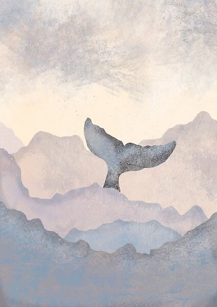 Whale Wall Art, Whale Painting, Whale Illustration, Sky Art Painting, Minimalism Art, Boho Poster, Whale Art, Abstract Watercolor Art, Art Hobbies