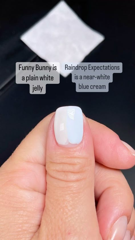 Larissa ⚜️ Nail Account’s Instagram profile post: “Never NOT doing comparisons 😂 - this request came in on my TikTok, so here you go! OPI Funny Bunny vs. OPI Raindrop Expectations #opi…” Raindrop Expectations Opi, Lets Be Friends Opi Vs Funny Bunny, Funny Bunny French Manicure, Funny Bunny Pedicure, White Pink Nails, Funny Bunny Opi, Funny Bunny Nails, Opi Nail Polish Colors, Bunny Nails