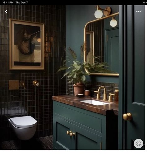 Showering Tips, Baby Shower Aesthetic, Shower Aesthetic, Dark Green Bathrooms, Dark Bathrooms, Dark Home Decor, Shower Tile Designs, Downstairs Bathroom, Bathroom Inspiration Decor