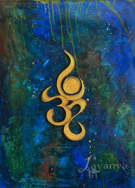 Om Canvas Painting Wall Art, Shiva Tattoo Ideas, Om Painting, Calligraphy Hindi, Ganesh Krishna, Hindi Art, Buddhist Home, Ik Onkar, Unique Acrylic Paintings