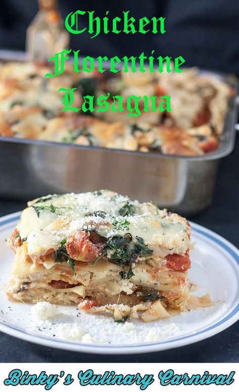 Lasagna Recipe With Spinach, Florentine Lasagna, Lasagna With Spinach, Chicken Spinach Lasagna, Recipe With Spinach, Chicken Lasagna Recipe, Chicken Pasta Dishes, Chicken Florentine, Fresh Dishes