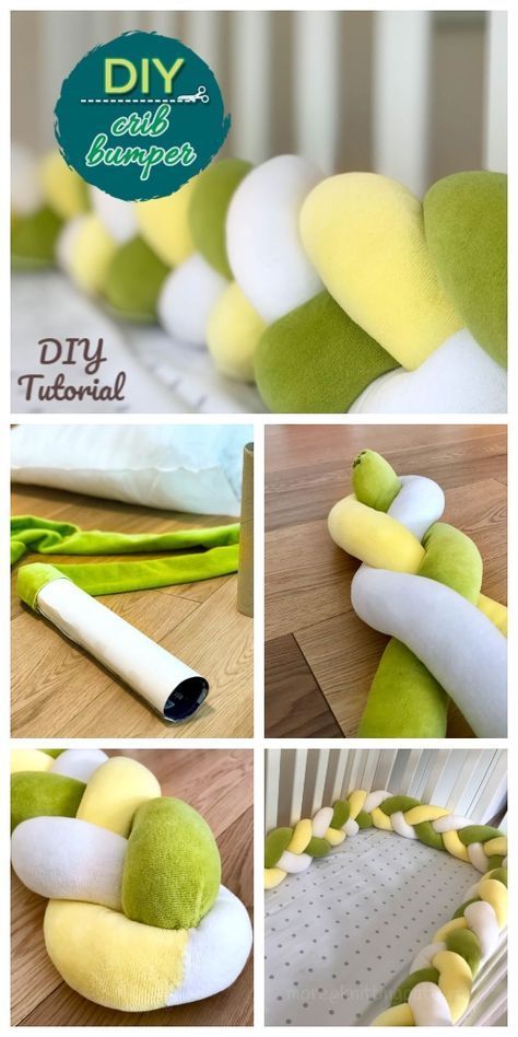 Crib Braided Bumper, Diy Baby Crib, Crib Bumper Tutorial, Braided Bumper, Diy Kids Bed, Baby Crib Diy, Baby Crib Bumpers, Diy Crib, Baby Bumper