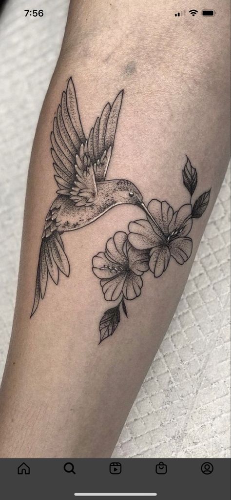 Hummingbird Orchid Tattoo, Matching Back Of Arm Tattoos, Lily Flower With Hummingbird Tattoo, Humming Bird Floral Tattoo, Humming Bird Tattoo Forearm, Hummingbird With Lily Tattoo, Hummingbird Tattoo Forearm, Flower Bird Tattoo, Hummingbird Tattoo Color