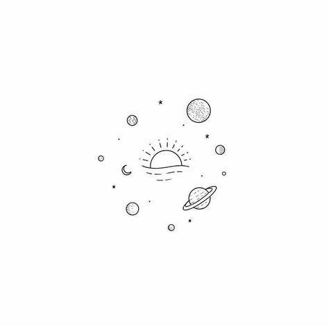 Astronomy Tattoo, Cute Tiny Tattoos, Easy Canvas Art, Sun Tattoo, Name Tattoos, Cute Easy Drawings, Star Art, Cat Drawing, Tiny Tattoos