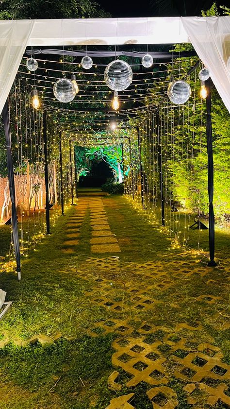 Elevate your engagement ceremony with our captivating pathway decor, adorned with beautiful mirchi lights. These enchanting lights set the mood for a truly magical celebration. Your love story deserves this radiant path to forever. 💖✨#EngagementDecor #MirchiLights #PathwayToLove #ElegantDesign" Pathway Decor Wedding, Wedding Pathway Decor, Wedding Pathway, Pathway Decor, Wedding Background Wallpaper, Night Wedding Decor, Engagement Ceremony, Night Wedding, Engagement Decorations