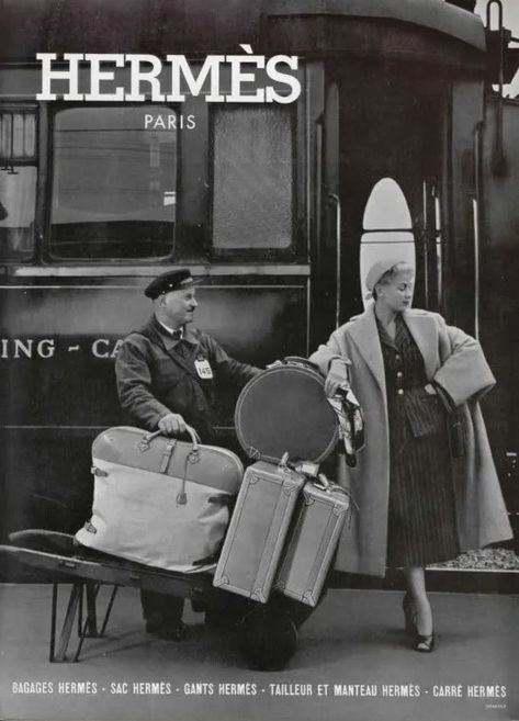 Fashion History Through Vintage Hermes Ads [216+ pics] | Bagaholic Paris Mode, Vintage Luggage, Orient Express, Vintage Hermes, Va Va Voom, Vintage Train, Hermes Paris, Black And White Aesthetic, Travel In Style