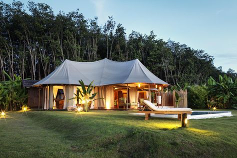 9Hornbills Tented Camp in Thailand.  Luxury tented villas with private pools and beach access Tented Camp, Tent Living, Glamping Tents, Glamping Resorts, Luxury Glamping, Safari Tent, Holiday Hotel, Tent Design, Luxury Safari