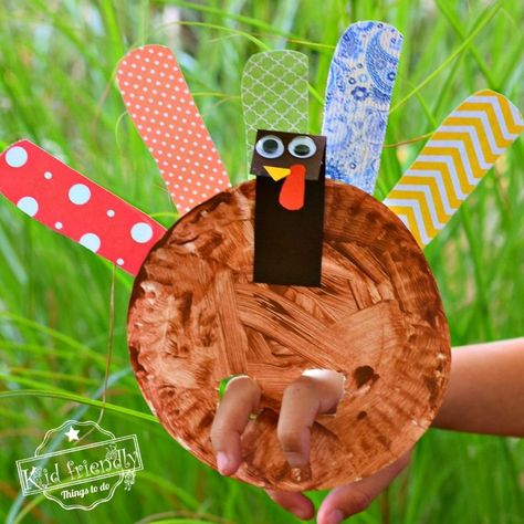 Turkey Puppet, Kids Thanksgiving Party, Older Kids Crafts, Paper Plate Turkey, Turkey Crafts Kids, Preschool Thanksgiving, Thanksgiving Games For Kids, Thanksgiving Turkey Craft, Thanksgiving Crafts Diy