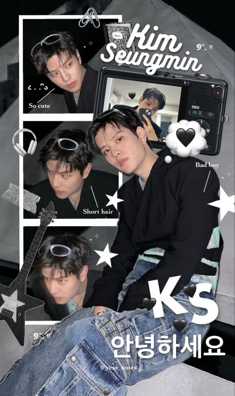 By @yess_notes Seungmin Wallpaper Funny, Kim Seungmin Wallpaper, Skz Poster, Cool Kpop Wallpapers, Seungmin Wallpaper, Short Hair For Boys, I Love You Puppy, Skz Wallpaper, Kids Zoo