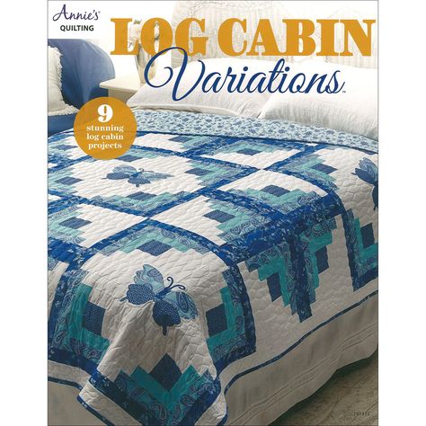 "Buy the Annie's Log Cabin Variations Book at Michaels. com. Unique and creative additions make these log cabin designs extraordinary. Annie's Log Cabin Variations Book- Unique and creative additions make these log cabin designs extraordinary. Color placement makes all the difference in these designs. Add applique and your design changes dramatically. Includes step-by-step instructions and full color diagrams. 9 projects for table runners, and baby, lap, twin and full size quilts. Confident begi Log Cabin Variations, History Of Quilting, Quilt Pattern Book, Log Cabin Designs, Log Cabin Quilt Pattern, Log Cabin Quilt Blocks, Nancy Zieman, Butterfly Quilt, Cabin Quilt